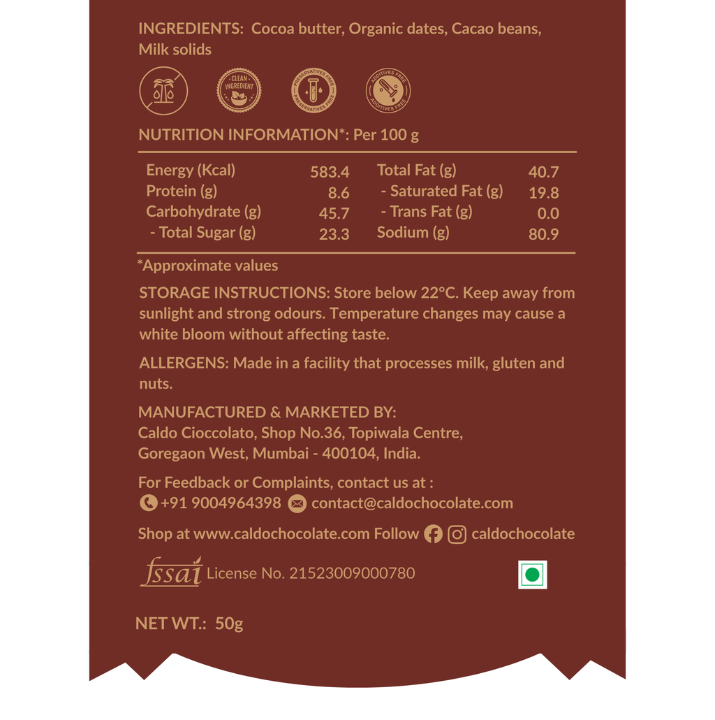 Everyday Balance I Ritual Chocolate I 50% Milk I Dates Sweetened