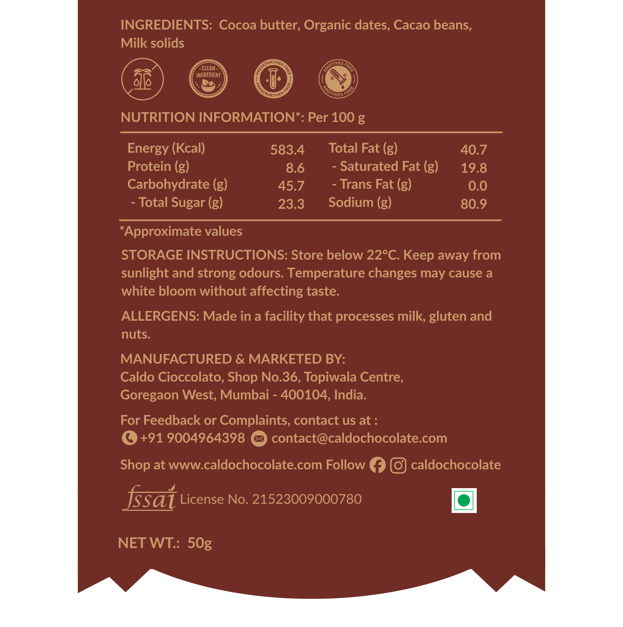 Everyday Balance I Ritual Chocolate I 50% Milk I Dates Sweetened