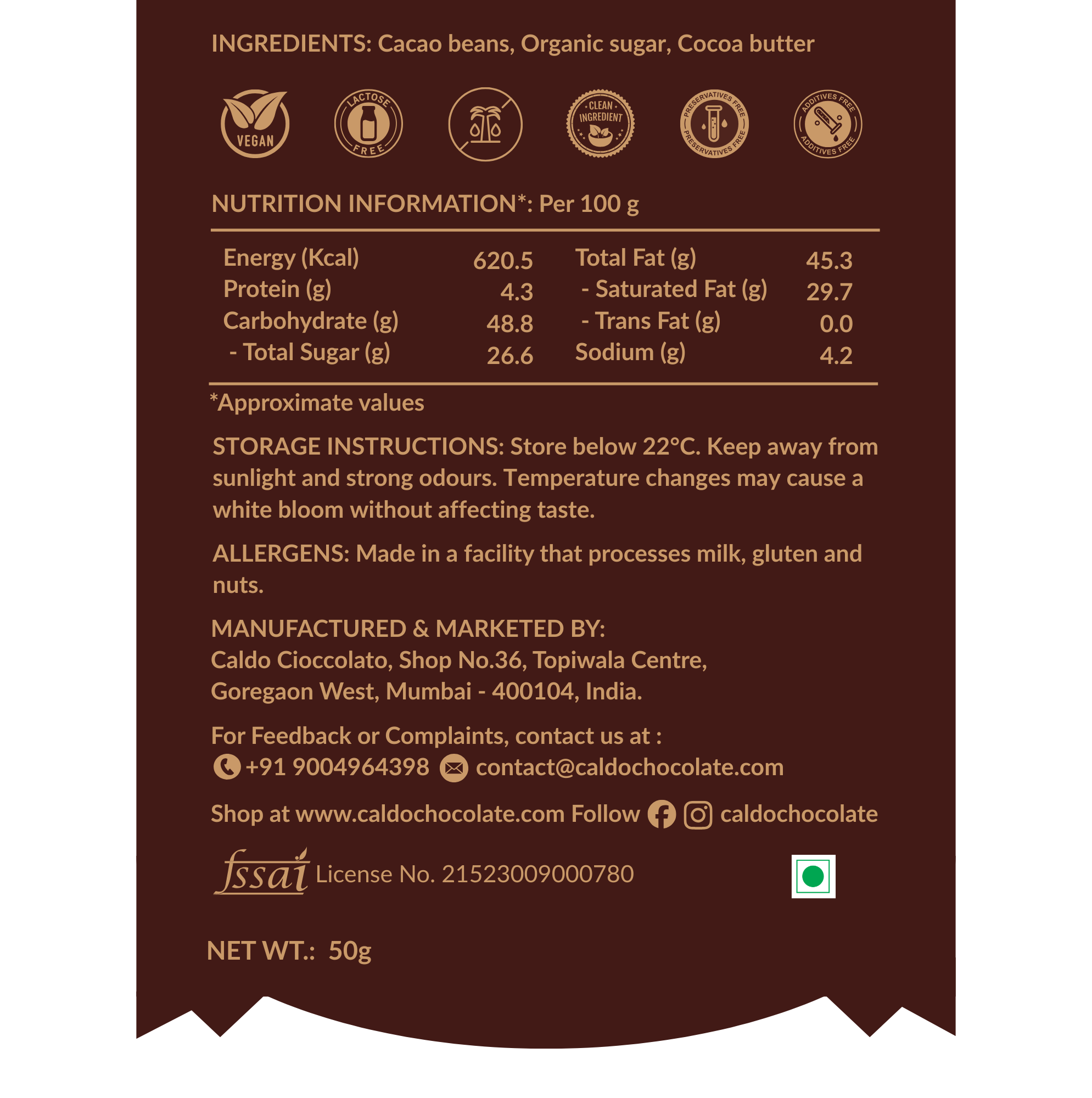 Smooth Focus I Ritual Chocolate I 70% Dark I No Refined Sugar